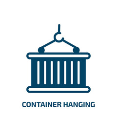 container hanging icon from delivery and logistic collection. Filled container hanging, container, box glyph icons isolated on white background. Black vector container hanging sign, symbol for web