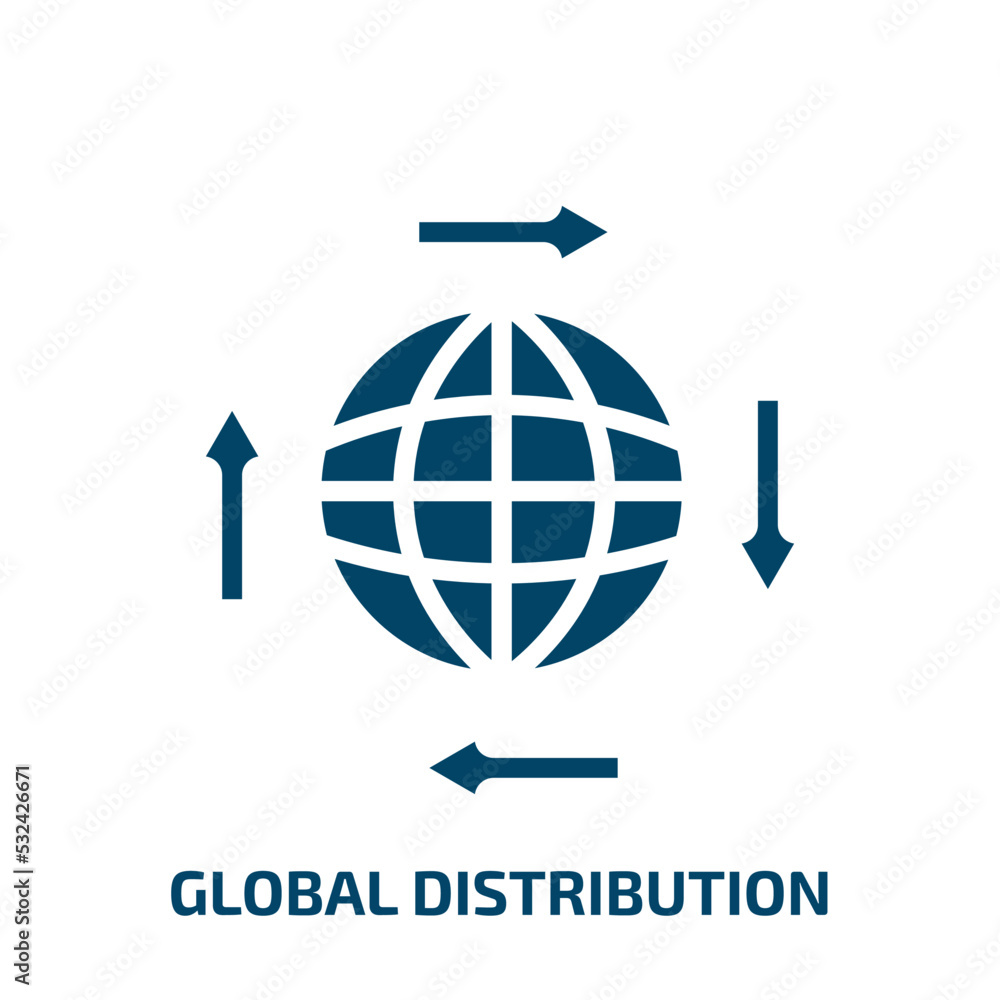 Poster global distribution icon from delivery and logistic collection. filled global distribution, global, 