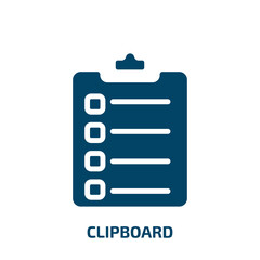 clipboard icon from delivery and logistic collection. Filled clipboard, document, office glyph icons isolated on white background. Black vector clipboard sign, symbol for web design and mobile apps