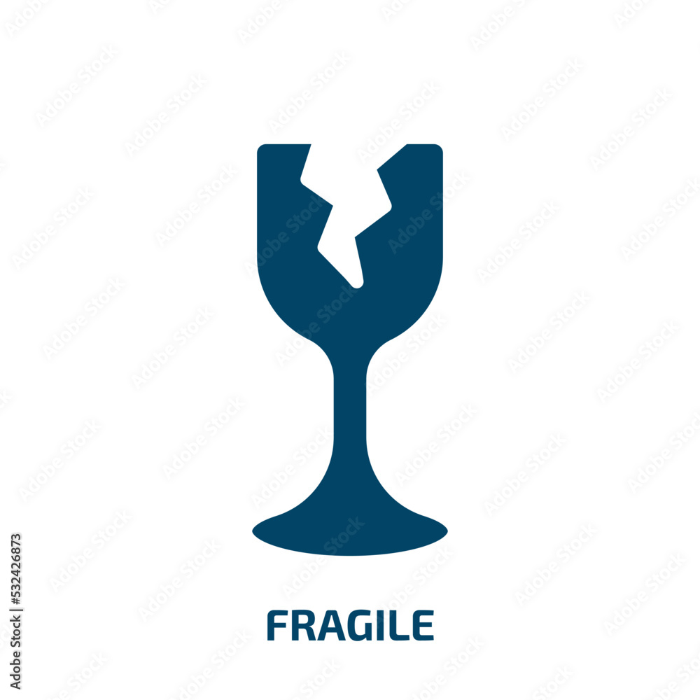 Poster fragile icon from delivery and logistic collection. filled fragile, box, package glyph icons isolate