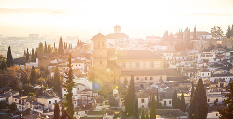 Obraz premium Granada city landscape at sunset