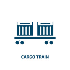 cargo train icon from delivery and logistic collection. Filled cargo train, car, cargo glyph icons isolated on white background. Black vector cargo train sign, symbol for web design and mobile apps