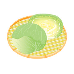 野菜イラスト　カゴに盛ったキャベツ.