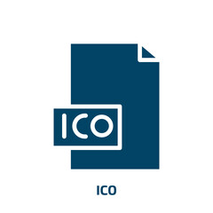 ico icon from blockchain collection. Filled ico, internet, business glyph icons isolated on white background. Black vector ico sign, symbol for web design and mobile apps