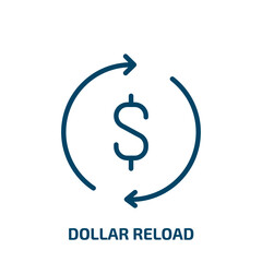 dollar reload icon from cryptocurrency collection. Filled dollar reload, arrow, swap glyph icons isolated on white background. Black vector dollar reload sign, symbol for web design and mobile apps