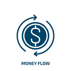 Fototapeta premium money flow icon from cryptocurrency collection. Filled money flow, money, flow glyph icons isolated on white background. Black vector money flow sign, symbol for web design and mobile apps