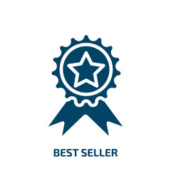 best seller icon from cryptocurrency collection. Filled best seller, seller, price glyph icons isolated on white background. Black vector best seller sign, symbol for web design and mobile apps