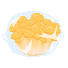 きのこイラスト　袋詰めされたシメジ.