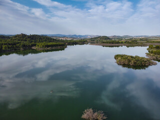 aerial view of lake.