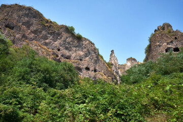 Fototapeta na wymiar Old caves of Khndzoresk mountain village in Armenia