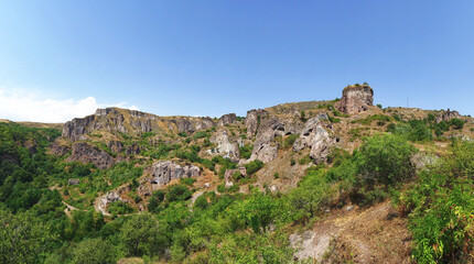 Fototapeta na wymiar 2021Ruins of old Khndzoresk mountain village in Armenia
