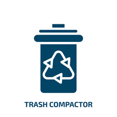 trash compactor icon from electronic devices collection. Filled trash compactor, compactor, furnace glyph icons isolated on white background. Black vector trash compactor sign, symbol for web design