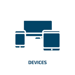 devices icon from electronic devices collection. Filled devices, business, collection glyph icons isolated on white background. Black vector devices sign, symbol for web design and mobile apps