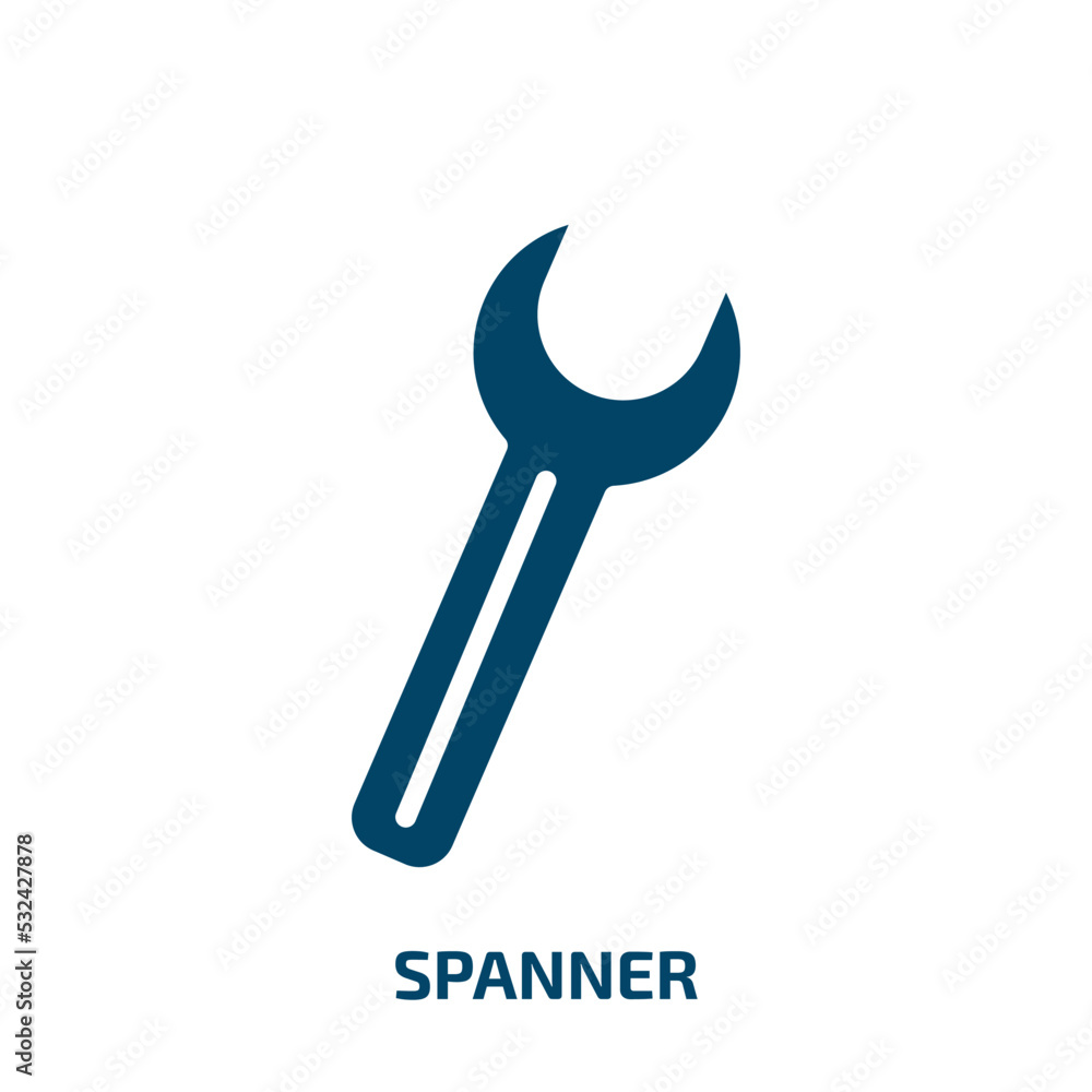 Poster spanner icon from construction collection. filled spanner, work, tool glyph icons isolated on white 
