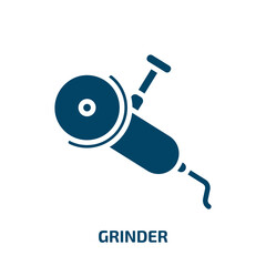 grinder icon from construction collection. Filled grinder, machine, caffeine glyph icons isolated on white background. Black vector grinder sign, symbol for web design and mobile apps