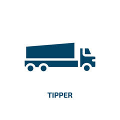 tipper icon from construction collection. Filled tipper, machinery, industry glyph icons isolated on white background. Black vector tipper sign, symbol for web design and mobile apps