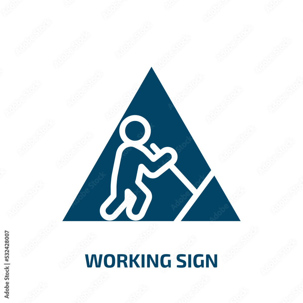 Poster working sign icon from construction collection. filled working sign, work, simple glyph icons isolat