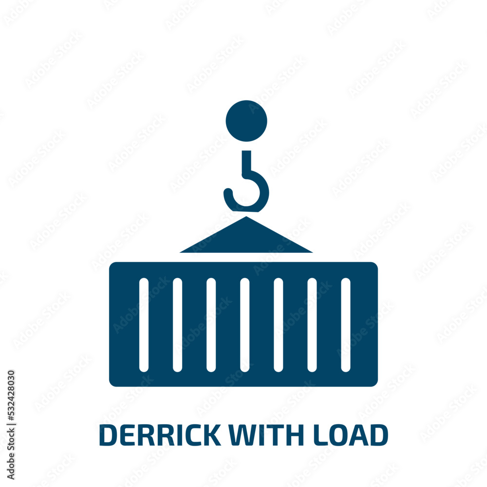Poster derrick with load icon from construction collection. filled derrick with load, derrick, load glyph i
