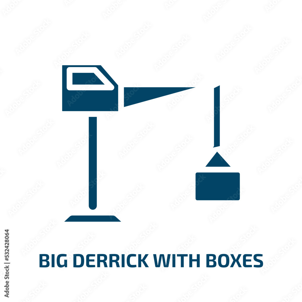 Poster big derrick with boxes icon from construction collection. filled big derrick with boxes, box, crane 