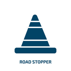 Fototapeta premium road stopper icon from construction collection. Filled road stopper, road, traffic glyph icons isolated on white background. Black vector road stopper sign, symbol for web design and mobile apps