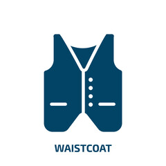 waistcoat icon from clothes collection. Filled waistcoat, hat, jacket glyph icons isolated on white background. Black vector waistcoat sign, symbol for web design and mobile apps