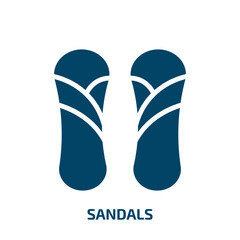 sandals icon from clothes collection. Filled sandals, shoes, female glyph icons isolated on white background. Black vector sandals sign, symbol for web design and mobile apps