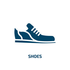 shoes icon from clothes collection. Filled shoes, shoe, sport glyph icons isolated on white background. Black vector shoes sign, symbol for web design and mobile apps