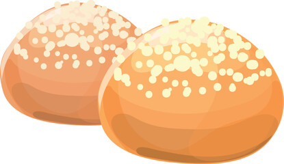 Two buns. Sweet cartoon pastry. Baked bread