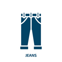 jeans icon from clothes collection. Filled jeans, pants, clothing glyph icons isolated on white background. Black vector jeans sign, symbol for web design and mobile apps