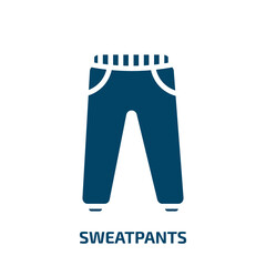 sweatpants icon from clothes collection. Filled sweatpants, pants, garment glyph icons isolated on white background. Black vector sweatpants sign, symbol for web design and mobile apps