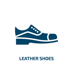 leather shoes icon from clothes collection. Filled leather shoes, leather, footwear glyph icons isolated on white background. Black vector leather shoes sign, symbol for web design and mobile apps