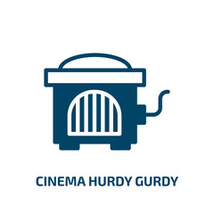 cinema hurdy gurdy icon from cinema collection. Filled cinema hurdy gurdy, 20, 31 glyph icons isolated on white background. Black vector cinema hurdy gurdy sign, symbol for web design and mobile apps
