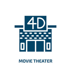 movie theater icon from cinema collection. Filled movie theater, cinema, film glyph icons isolated on white background. Black vector movie theater sign, symbol for web design and mobile apps