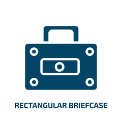 rectangular briefcase icon from business collection. Filled rectangular briefcase, bag, case glyph icons isolated on white background. Black vector rectangular briefcase sign, symbol for web design