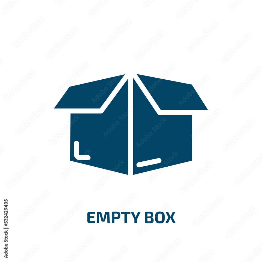Poster empty box icon from business collection. filled empty box, box, empty glyph icons isolated on white 