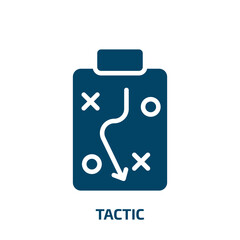 tactic icon from business collection. Filled tactic, strategy, goal glyph icons isolated on white background. Black vector tactic sign, symbol for web design and mobile apps