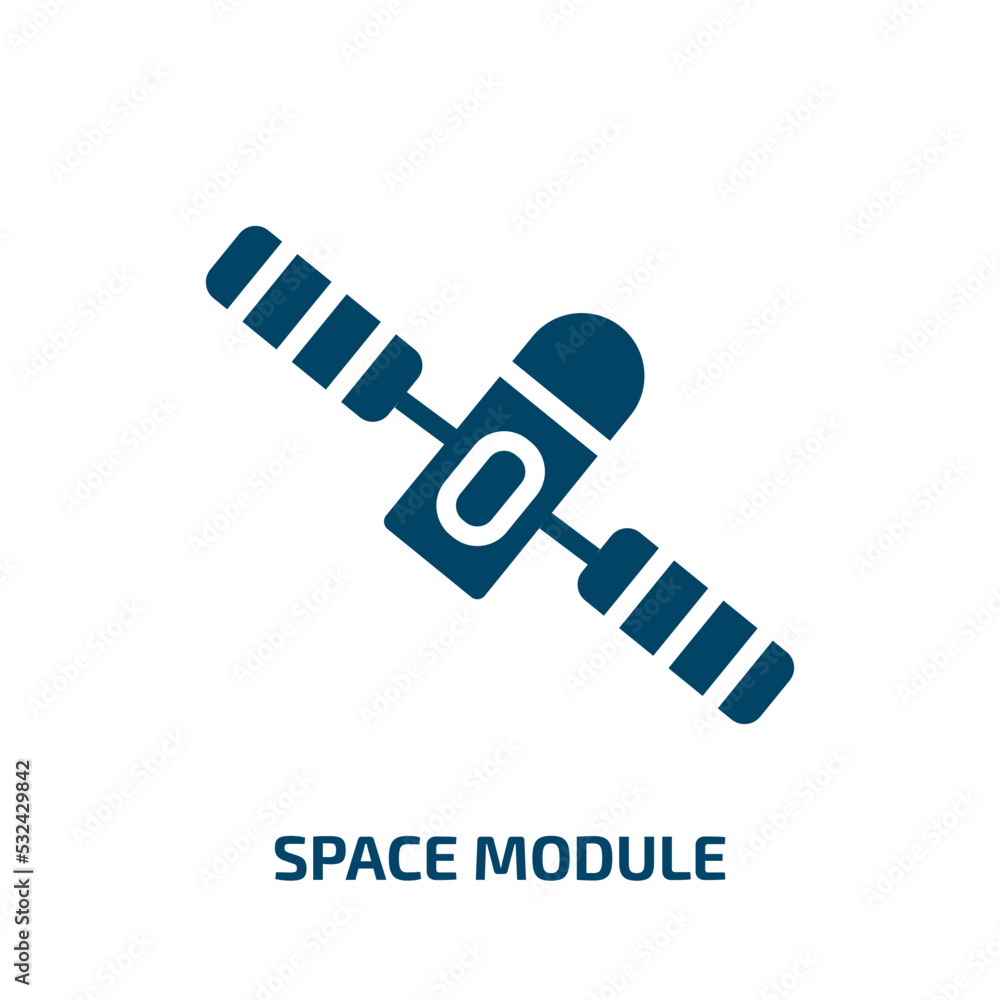 Poster space module icon from astronomy collection. filled space module, space, astronaut glyph icons isola