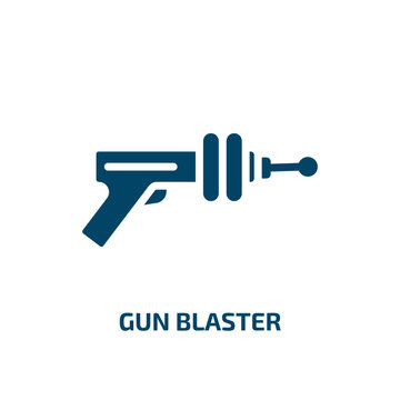 gun blaster icon from astronomy collection. Filled gun blaster, gun, weapon glyph icons isolated on white background. Black vector gun blaster sign, symbol for web design and mobile apps