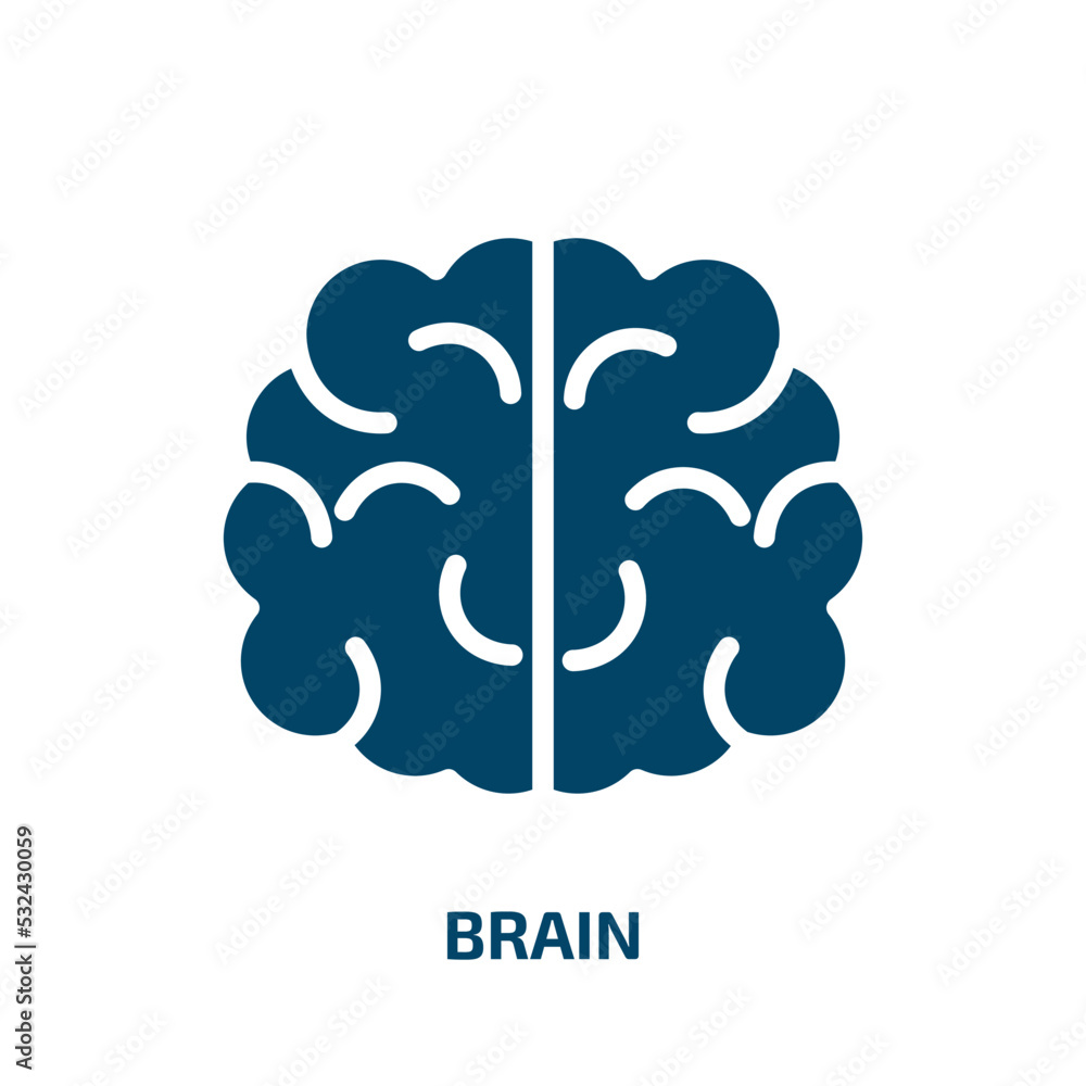 Poster brain icon from artificial intellegence and future technology collection. filled brain, creativity, 