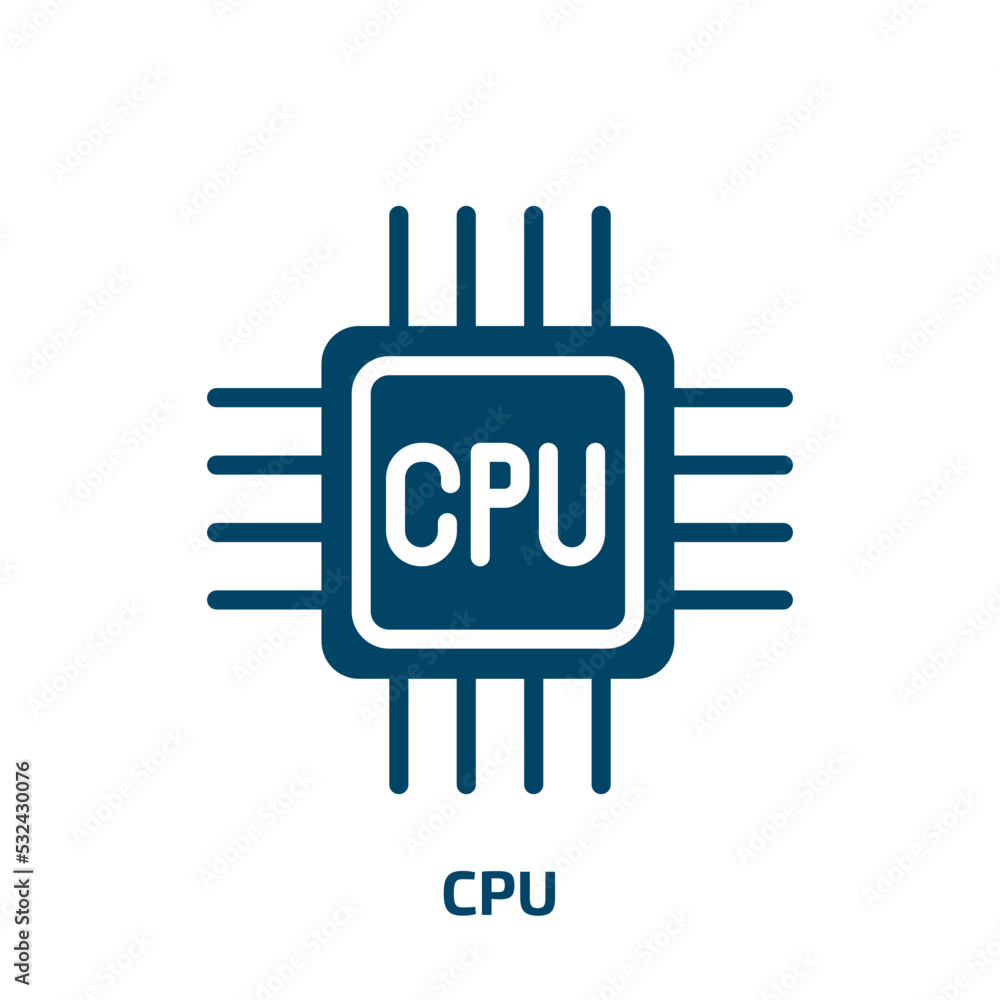Poster cpu icon from artificial intellegence and future technology collection. filled cpu, computer, techno
