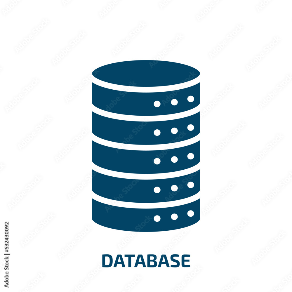 Poster database icon from artificial intellegence and future technology collection. filled database, data, 