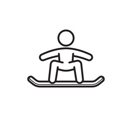 Vector simple black line figure of a snowboarder. Isolated on white background.