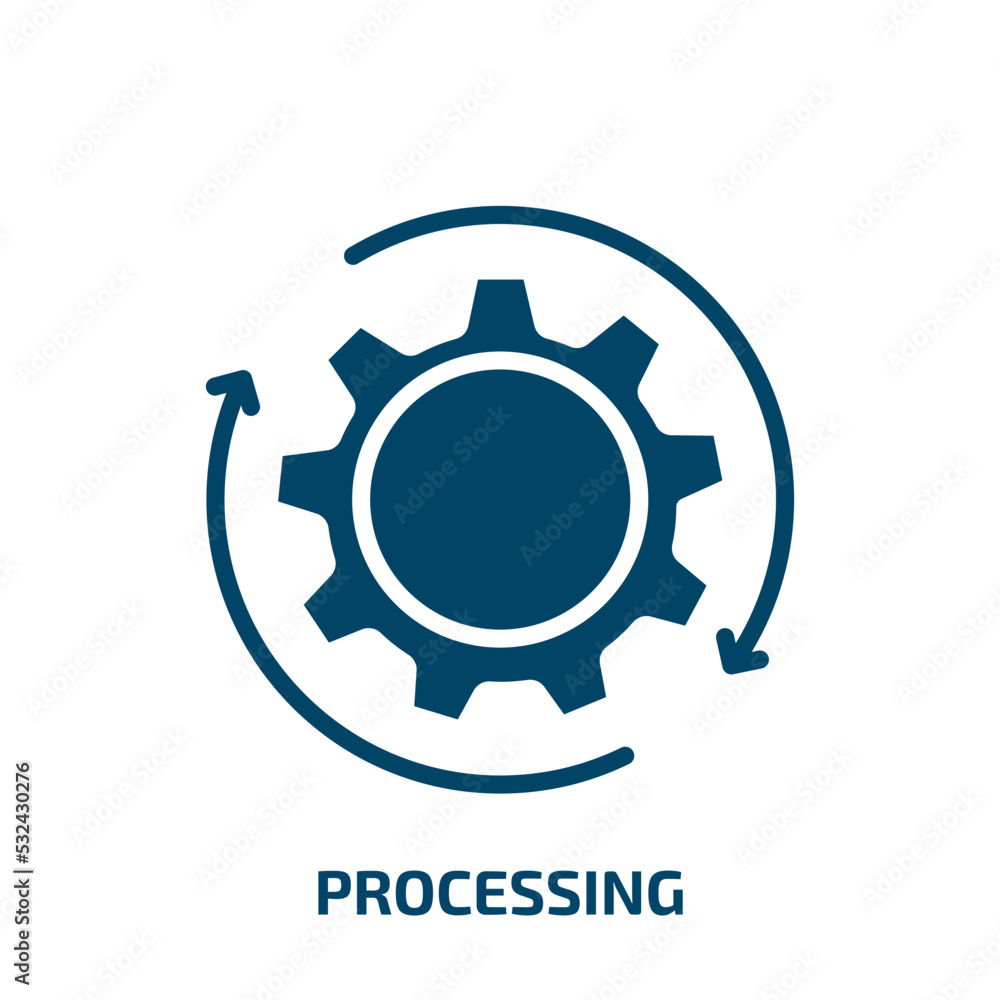 Poster processing icon from artificial intellegence and future technology collection. filled processing, bu