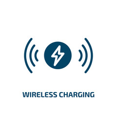 wireless charging icon from artificial intellegence and future technology collection. Filled wireless charging, phone, battery glyph icons isolated on white background. Black vector wireless charging