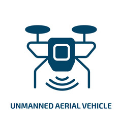 unmanned aerial vehicle icon from artificial intellegence and future technology collection. Filled unmanned aerial vehicle, aerial, vehicle glyph icons isolated on white background. Black vector