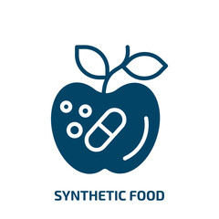 synthetic food icon from artificial intellegence and future technology collection. Filled synthetic food, synthetic, food glyph icons isolated on white background. Black vector synthetic food sign,