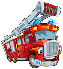 cartoon fireman car truck isolated illustration for children