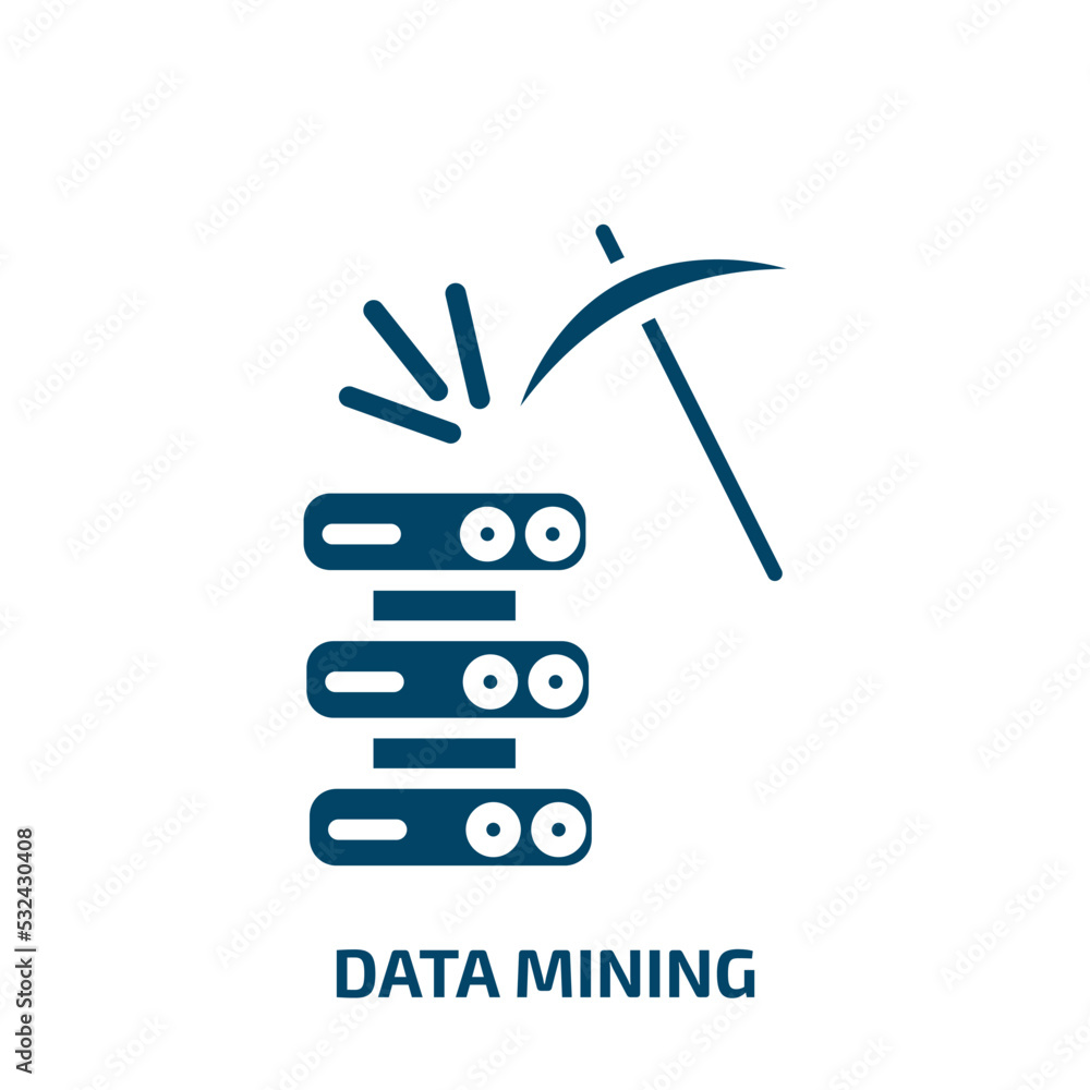 Poster data mining icon from artificial intellegence and future technology collection. filled data mining, 