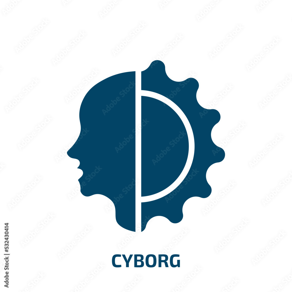 Poster cyborg icon from artificial intellegence and future technology collection. filled cyborg, technology