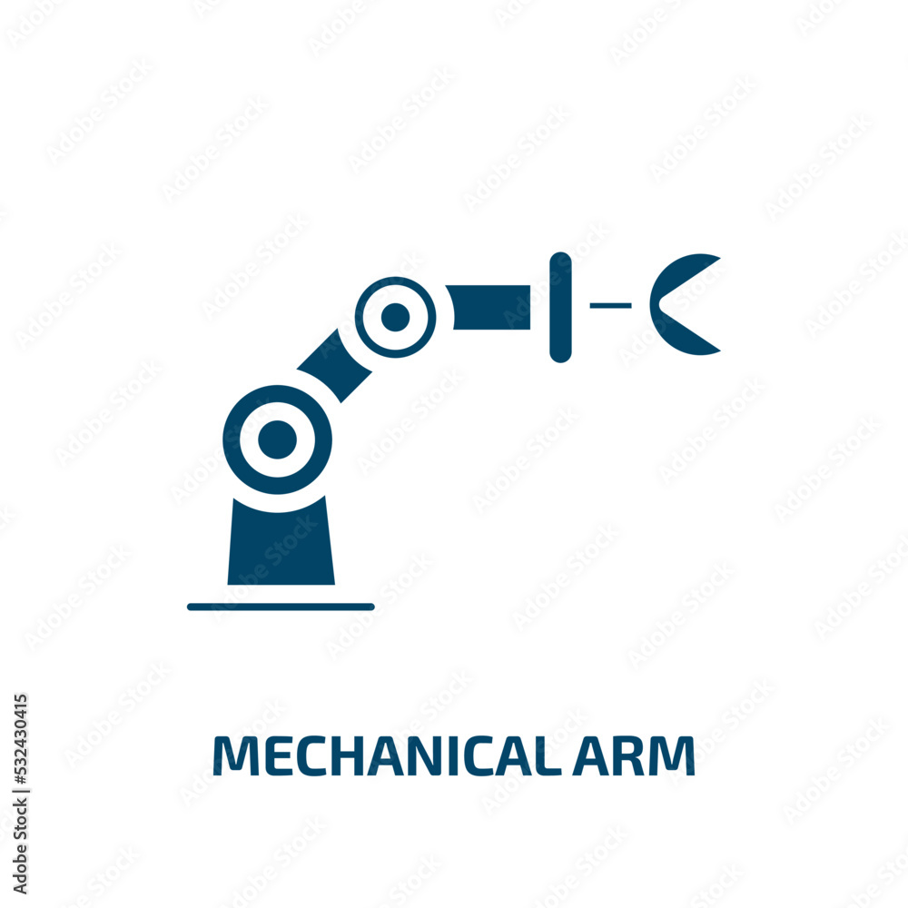 Poster mechanical arm icon from artificial intelligence collection. filled mechanical arm, mechanical, robo